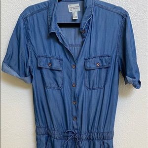 jumpsuit denim gather around ankles